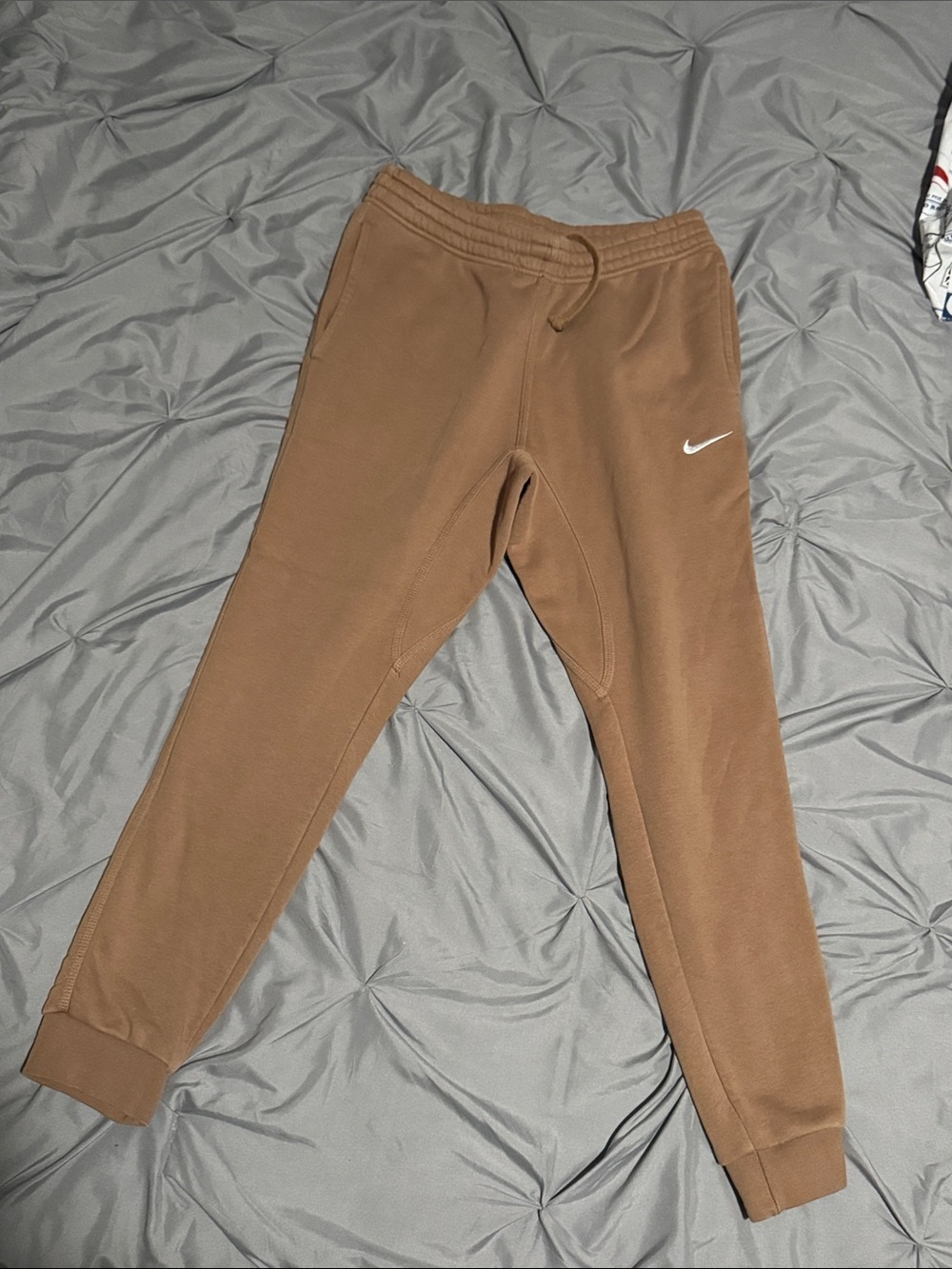 Nike Tan/Brown Fleece Joggers with White embroidered Swoosh